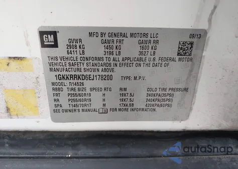 2014 GMC Acadia Slt-1 z USA, uszkodzony, nr VIN 1GKKRRKD6EJ178200